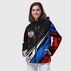 Ветровка с капюшоном женская Федерация бокса России - триколор, цвет: 3D-черный — фото 2