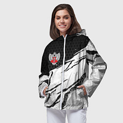 Ветровка с капюшоном женская Федерация бокса России - белый затертый, цвет: 3D-белый — фото 2