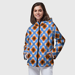 Ветровка с капюшоном женская Калейдоскоп на голубом фоне, цвет: 3D-черный — фото 2