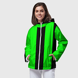 Ветровка с капюшоном женская Color black green, цвет: 3D-белый — фото 2