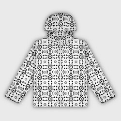 Ветровка с капюшоном женская Черно-белый абстрактный узор, цвет: 3D-белый