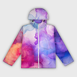 Ветровка с капюшоном женская Цветная дымка, цвет: 3D-белый