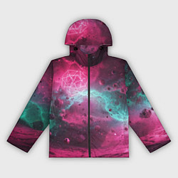 Ветровка с капюшоном женская Космическая абстракция с геометрическими фигурами, цвет: 3D-черный