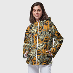 Ветровка с капюшоном женская Хэллоуин тыквы, цвет: 3D-белый — фото 2