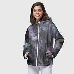 Ветровка с капюшоном женская Абстракция - dark blue oil painting, цвет: 3D-белый — фото 2