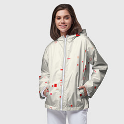 Ветровка с капюшоном женская Color white red shapes, цвет: 3D-белый — фото 2