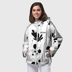 Ветровка с капюшоном женская Растительный паттерн и кляксы - Милан, цвет: 3D-белый — фото 2
