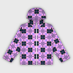Ветровка с капюшоном женская Квадраты с цветочными перекрестиями, цвет: 3D-белый