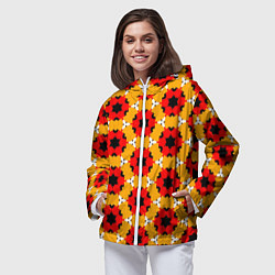 Ветровка с капюшоном женская Текстура из абстрактных мячей, цвет: 3D-белый — фото 2