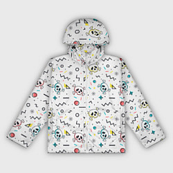 Ветровка с капюшоном женская Паттерн с черепами и геометрическими фигурами на Х, цвет: 3D-белый
