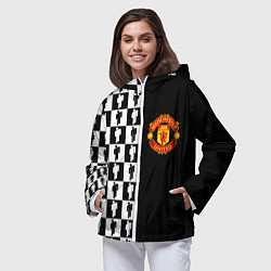 Ветровка с капюшоном женская Манчестер Юнайтед текстура люди, цвет: 3D-белый — фото 2