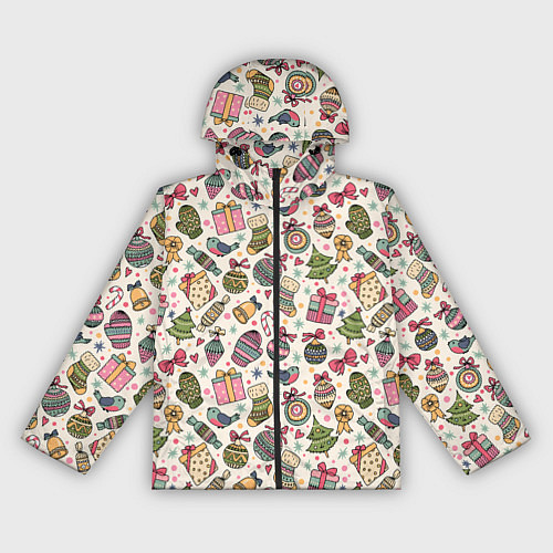 Женская ветровка Новогодний паттерн / 3D-Черный – фото 1