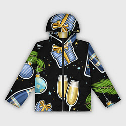 Ветровка с капюшоном женская Новогодний вайб, цвет: 3D-черный