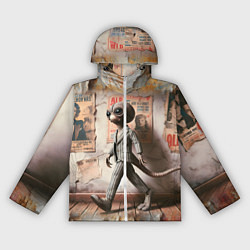 Ветровка с капюшоном женская Пришелец в костюме в полосочку, цвет: 3D-белый