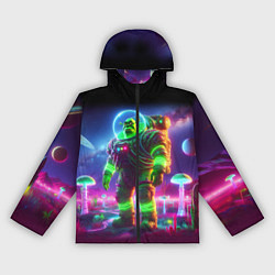 Ветровка с капюшоном женская Космонавт Шрук в неоновом скафандре на загадочной, цвет: 3D-черный