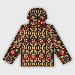 Ветровка с капюшоном женская Славянский вышивной орнамент макошь, цвет: 3D-черный