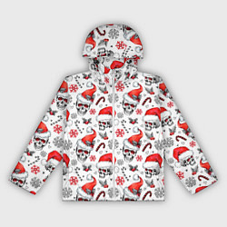Ветровка с капюшоном женская Новогодние черепа, цвет: 3D-белый