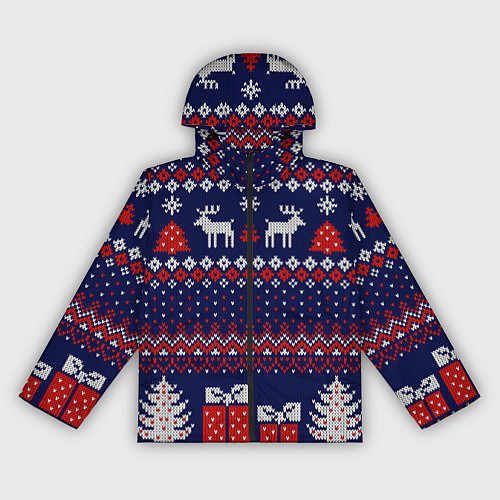 Женская ветровка Новогодний вязаный паттерн / 3D-Черный – фото 1