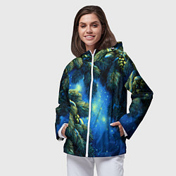 Ветровка с капюшоном женская Новогодние ветки елки, цвет: 3D-белый — фото 2