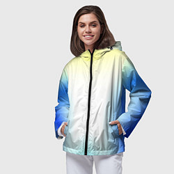 Ветровка с капюшоном женская Color yellow blue white, цвет: 3D-черный — фото 2