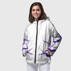 Ветровка с капюшоном женская Color white purple, цвет: 3D-черный — фото 2