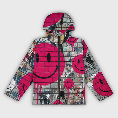 Женская ветровка Розовые смайлы граффити / 3D-Черный – фото 1