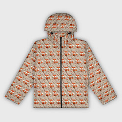 Ветровка с капюшоном женская Лиса сидит среди цветов и листьев, цвет: 3D-черный