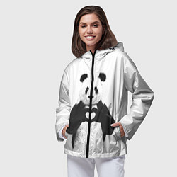 Ветровка с капюшоном женская Panda Love, цвет: 3D-черный — фото 2