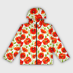 Ветровка с капюшоном женская Маки, цвет: 3D-черный